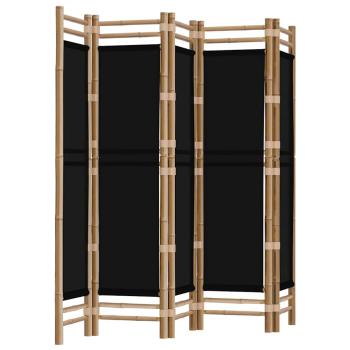 5-tlg. Paravent Faltbar 200 cm Bambus und Canvas