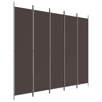 5-tlg. Paravent Braun 250x220 cm Stoff