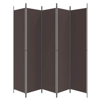 5-tlg. Paravent Braun 250x220 cm Stoff