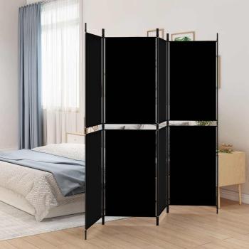 ARDEBO.de - 4-tlg. Paravent Schwarz 200x180 cm Stoff