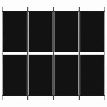 4-tlg. Paravent Schwarz 200x180 cm Stoff