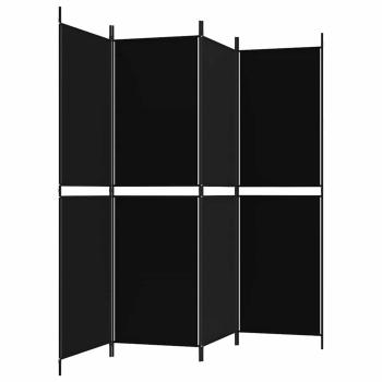 4-tlg. Paravent Schwarz 200x180 cm Stoff
