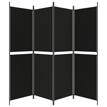 4-tlg. Paravent Schwarz 200x180 cm Stoff