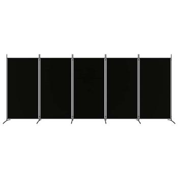 5-tlg. Paravent Schwarz 433x180 cm Stoff