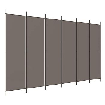 6-tlg. Paravent Anthrazit 300x220 cm Stoff
