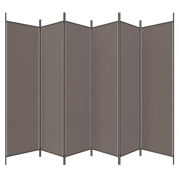 6-tlg. Paravent Anthrazit 300x220 cm Stoff