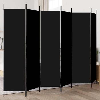 ARDEBO.de - 6-tlg. Paravent Schwarz 300x200 cm Stoff