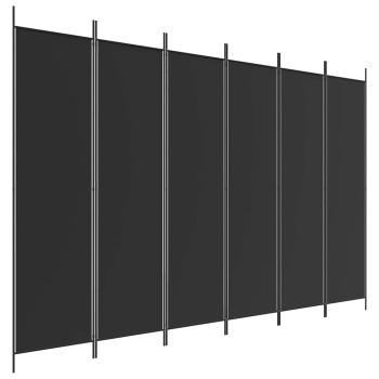 6-tlg. Paravent Schwarz 300x200 cm Stoff