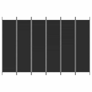 6-tlg. Paravent Schwarz 300x200 cm Stoff