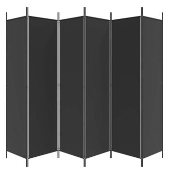 6-tlg. Paravent Schwarz 300x200 cm Stoff