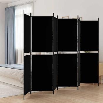 ARDEBO.de - 6-tlg. Paravent Schwarz 300x200 cm Stoff