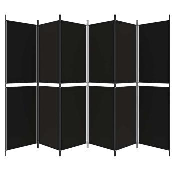 6-tlg. Paravent Schwarz 300x200 cm Stoff