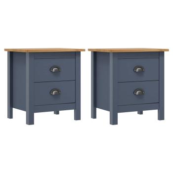 ARDEBO.de - Nachttische Hill 2 Stk. Grau 46x35x49,5 cm Massivholz Kiefer