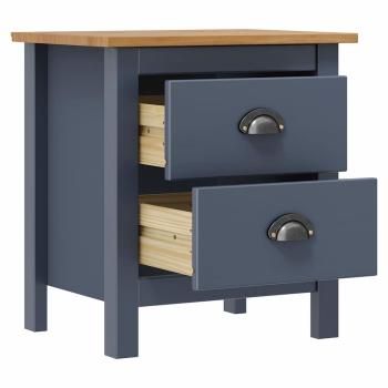 Nachttische Hill 2 Stk. Grau 46x35x49,5 cm Massivholz Kiefer
