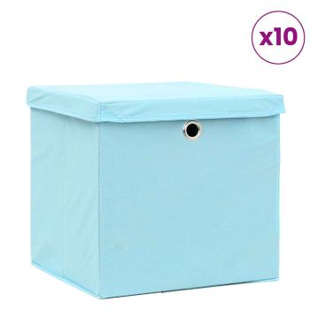 ARDEBO.de - Aufbewahrungsboxen mit Deckeln 10Stk. Babyblau 32x32x32cm Stoff