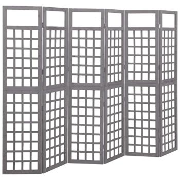 ARDEBO.de - Spalier/Paravent 6-teilig Massivholz Tanne Grau 242,5x180 cm
