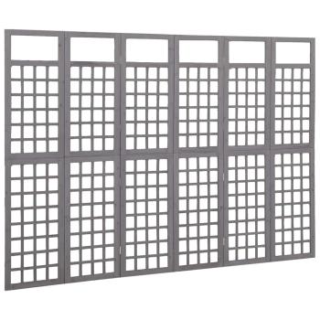 Spalier/Paravent 6-teilig Massivholz Tanne Grau 242,5x180 cm