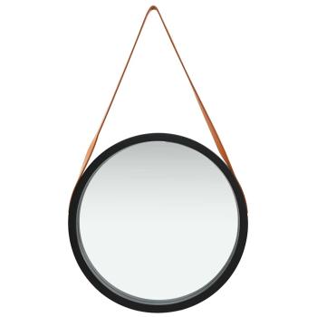 Wandspiegel mit Gürtel 50 cm Schwarz
