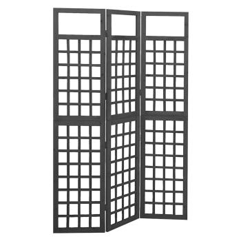 ARDEBO.de - Spalier/Paravent 3-teilig Massivholz Tanne Schwarz 121x180 cm