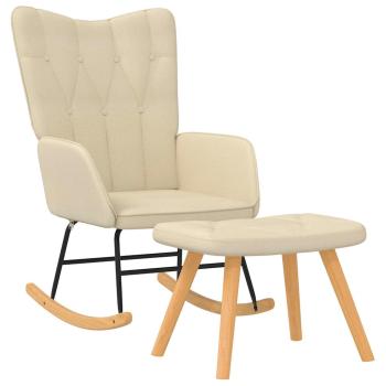 Schaukelsessel mit Hocker Creme Stoff