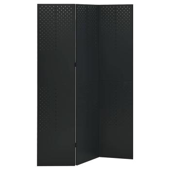 ARDEBO.de - 3-tlg. Raumteiler Schwarz 120x180 cm Stahl