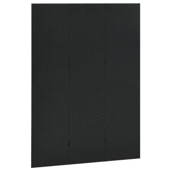 3-tlg. Raumteiler Schwarz 120x180 cm Stahl