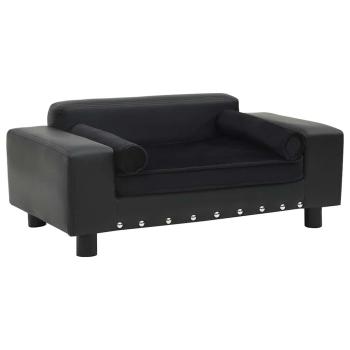ARDEBO.de - Hundesofa Schwarz 81x43x31 cm Plüsch und Kunstleder