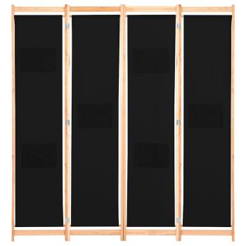 4-teiliger Raumteiler Schwarz 160 x 170 x 4 cm Stoff