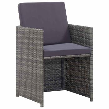 5-tlg. Garten-Essgruppe Poly Rattan Akazie Massivholz Anthrazit