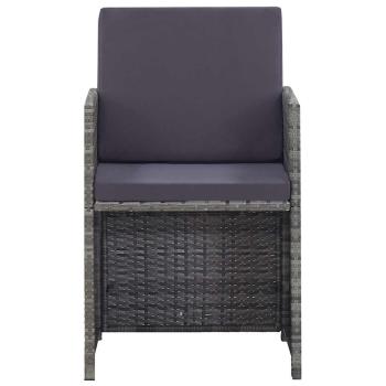 5-tlg. Garten-Essgruppe Poly Rattan Akazie Massivholz Anthrazit