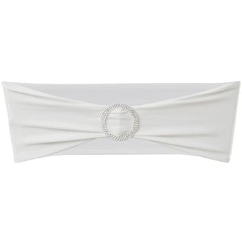 25 x Stretch Stuhlschleifen + Diamant Schnalle cremefarben