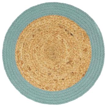 Tischsets 6 Stk. Natur und Grün 38 cm Jute und Baumwolle