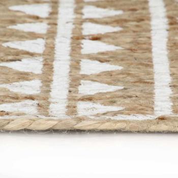 Teppich Handgefertigt Jute Weißer Druck 120 cm