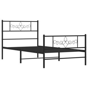Bettgestell mit Kopf- und Fußteil Metall Schwarz 90x190 cm