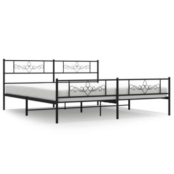 Metallbett ohne Matratze mit Fußteil Schwarz 180x200 cm