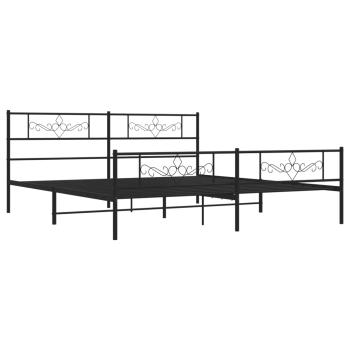 Metallbett ohne Matratze mit Fußteil Schwarz 180x200 cm