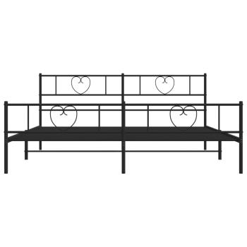 Bettgestell mit Kopf- und Fußteil Metall Schwarz 200x200 cm