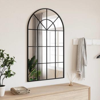 ARDEBO.de - Wandspiegel Schwarz 60x100 cm Gewölbt Eisen