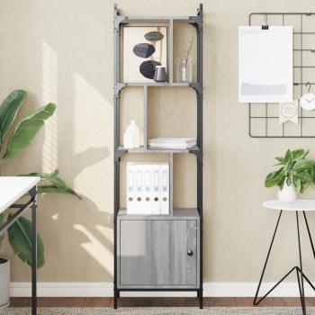 ARDEBO.de - B?cherregal mit T?r Grau Sonoma 44,5x30x154,5 cm Holzwerkstoff