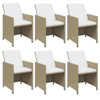 7-tlg. Garten-Essgruppe mit Kissen Poly Rattan Beige