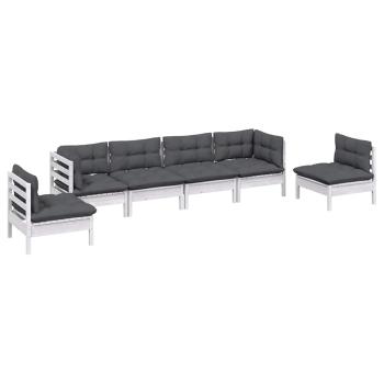6-tlg. Garten-Lounge-Set mit Kissen Kiefer Massivholz