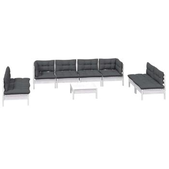 9-tlg. Garten-Lounge-Set mit Kissen Kiefer Massivholz
