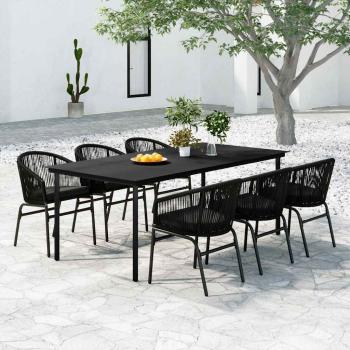 ARDEBO.de - 7-tlg. Garten-Essgruppe Schwarz