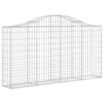 Gabionen mit Hochbogen 11Stk. 200x30x100/120cm Verzinktes Eisen