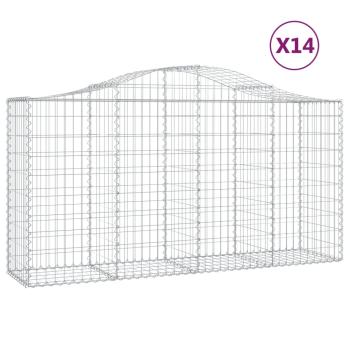 Gabionen mit Hochbogen 14 Stk 200x50x100/120cm Verzinktes Eisen