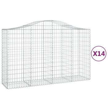 Gabionen mit Hochbogen 14Stk. 200x50x120/140cm Verzinktes Eisen