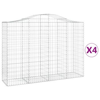 Gabionen mit Hochbogen 4 Stk. 200x50x140/160cm Verzinktes Eisen
