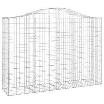 Gabionen mit Hochbogen 12Stk. 200x50x140/160cm Verzinktes Eisen