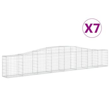 Gabionen mit Hochbogen 7 Stk. 400x30x60/80 cm Verzinktes Eisen