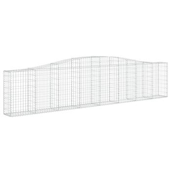 Gabionen mit Hochbogen 2 Stk. 400x30x80/100cm Verzinktes Eisen